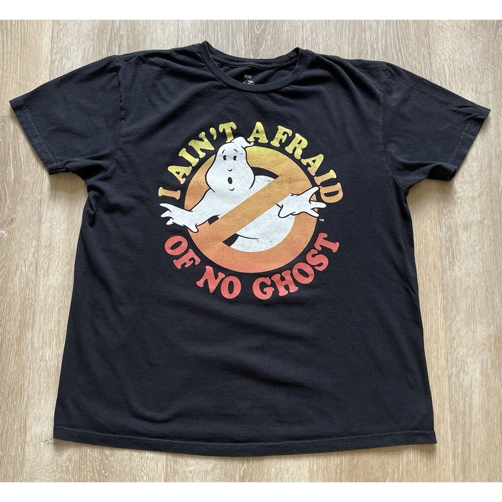 Ghostbusters T Shirt I Ain’t Afraid of No Ghost  Black Short Sleeve Unisex L